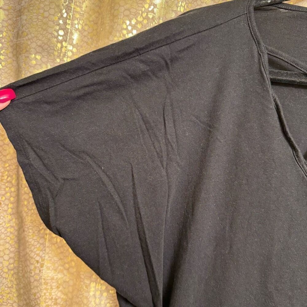 Express Black Strappy V Neck Cotton Modal Relaxed T Shirt Large - Picture 2 of 6